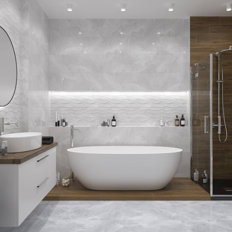 Декор Creto Piastra Pearl W M/STR 30х90 R Glossy 1