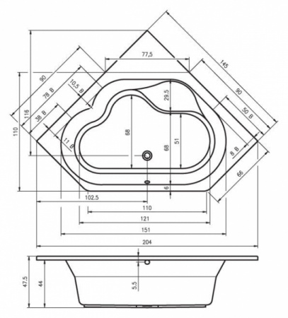 Акриловая ванна Riho Winnipeg 145x145