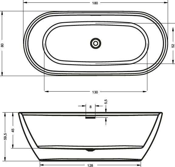 Акриловая ванна Riho Inspire 180x80 см Velvet White