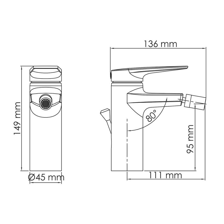 Aisch 5506 Смеситель для биде с донным клапаном Wasserkraft