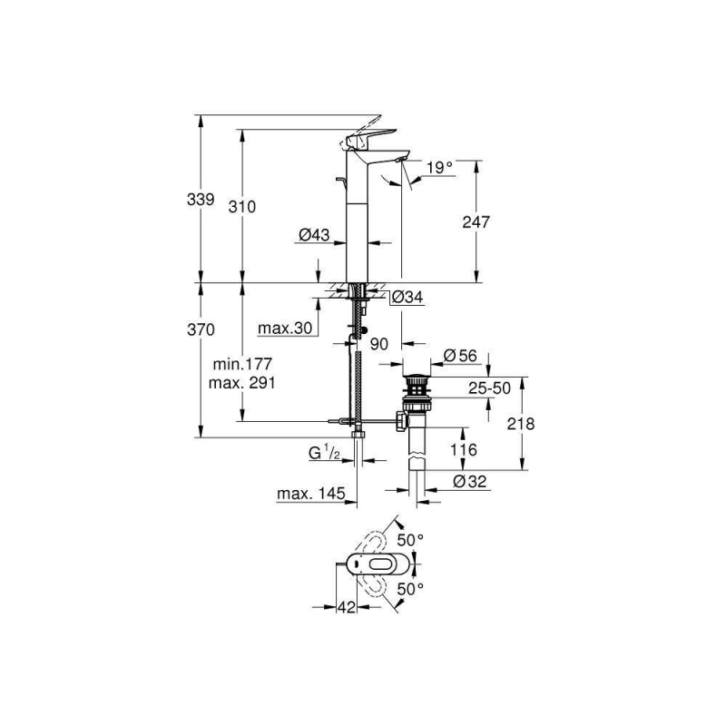 Смеситель для раковины Grohe BauLoop 32856000 хром