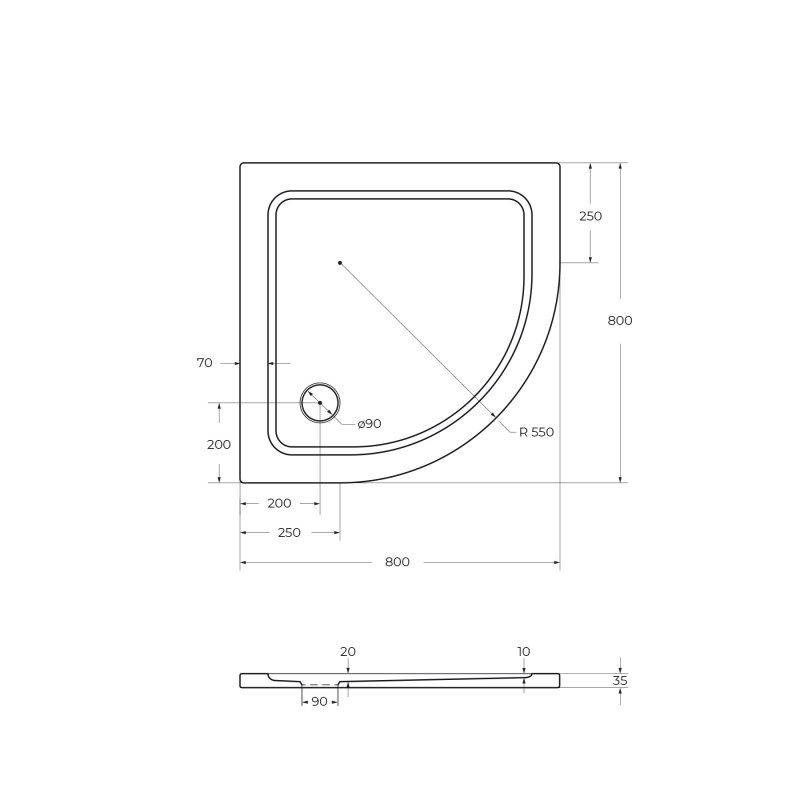Каркас с ножками для SMC поддона CEZARES TRAY-M-R-80-ML