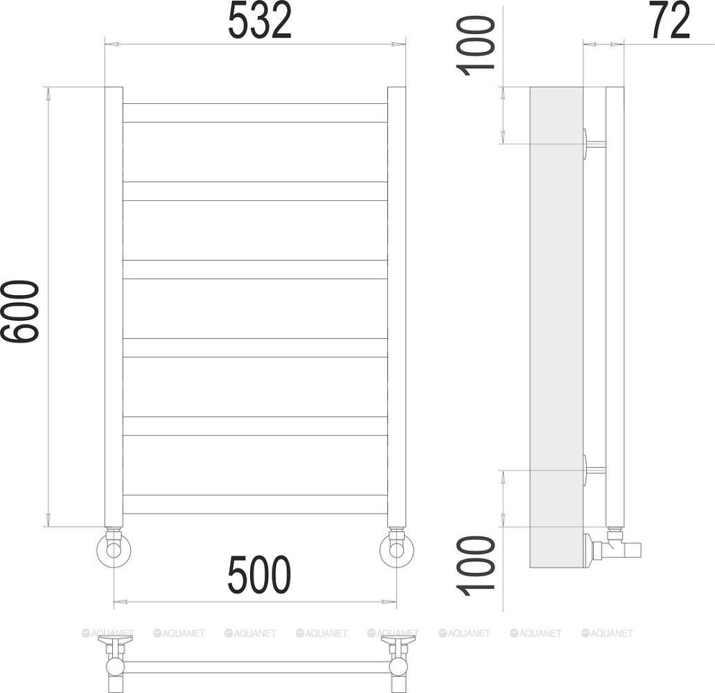 Полотенцесушитель Terminus Аврора П6 500х600