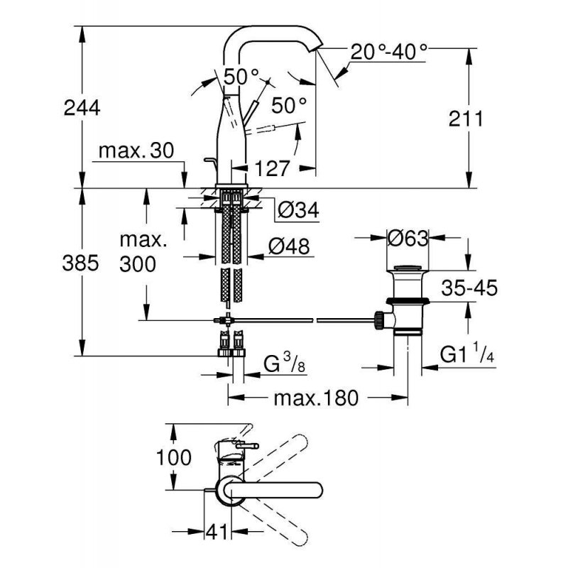 Смеситель для раковины Grohe Essence New 32628001 хром