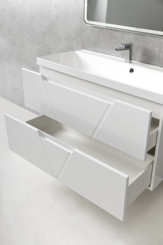 Тумба с раковиной подвесная BelBagno VITTORIA 90 Bianco Lucido-P, раковина белая