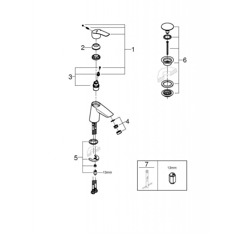 Смеситель для раковины Grohe Eurosmart 2021 S-size, 23968003
