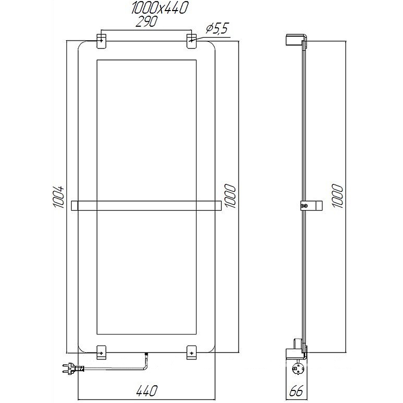 Полотенцесушитель электрический Allen Brau Infinity 100x44 8.21002.GL (без креплений)