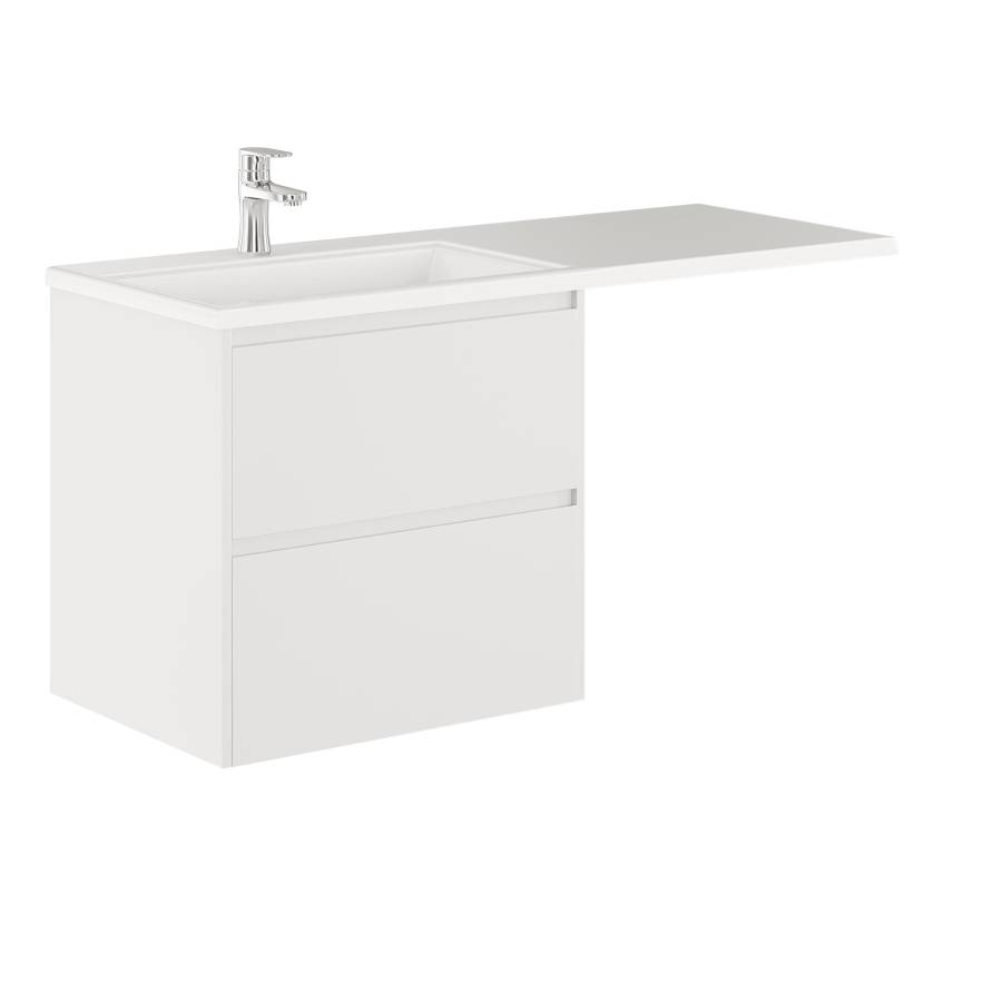 Тумба с раковиной подвесная  Creto Cafor White 130 левосторонняя