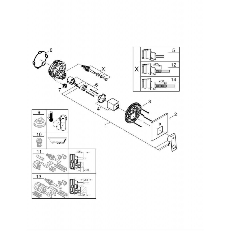 Смеситель однорычажный с переключателем на 2 положения, GROHE Eurocube, хром, (24062000)
