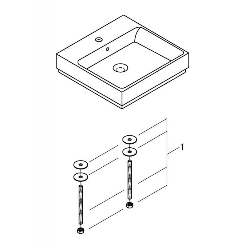 Раковина накладная, 50 см, GROHE Cube Ceramic, альпин-белый, (3947800H)