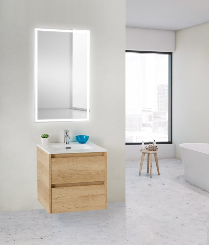 Тумба с раковиной подвесная BelBagno KRAFT 39-50 Rovere Tabacco, раковина белая