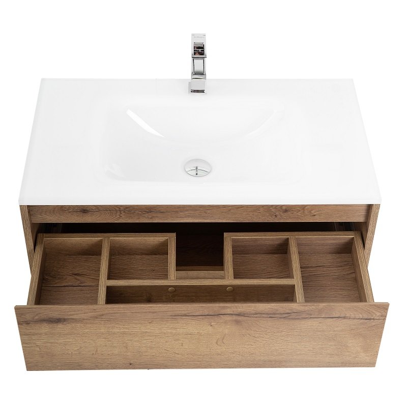 Тумба с раковиной подвесная BelBagno KRAFT 90 Cemento Grigio, раковина белая