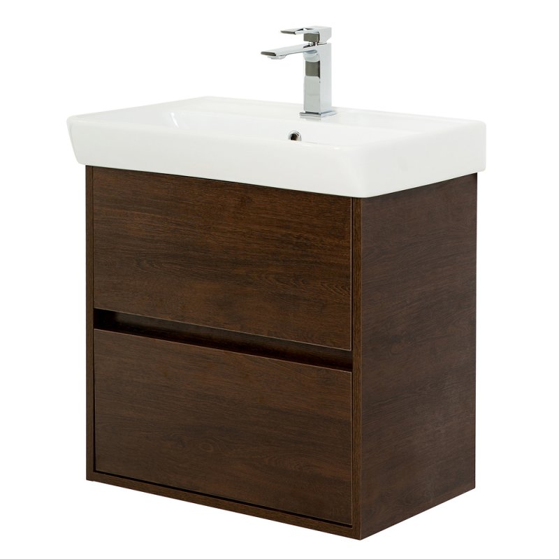 Тумба с раковиной подвесная с одним ящиком BelBagno NEON 50 Pino Bianco, раковина белая