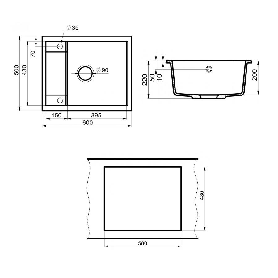 Мойка кухонная Point Римо 60 PN3010BG, светло-бежевый