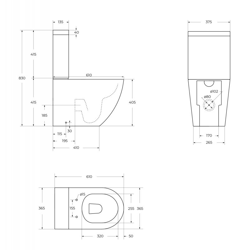 STYLUS Чаша унитаза безободкового, P-trap CZR-152-CPR