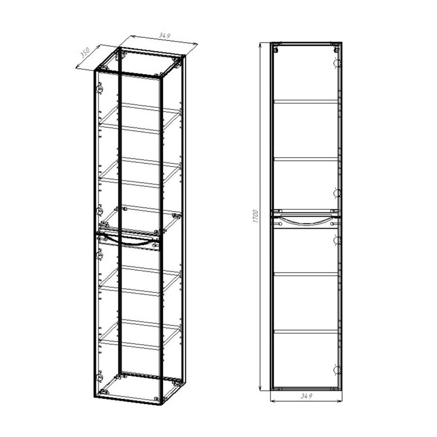 Шкаф Mia VSC-2M170BT-L подвесной, 1700*350*350, Beton, левый