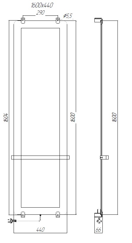 Полотенцесушитель электрический Allen Brau Infinity 160x44 с рейлингом 2.0 и креплением, медь браш