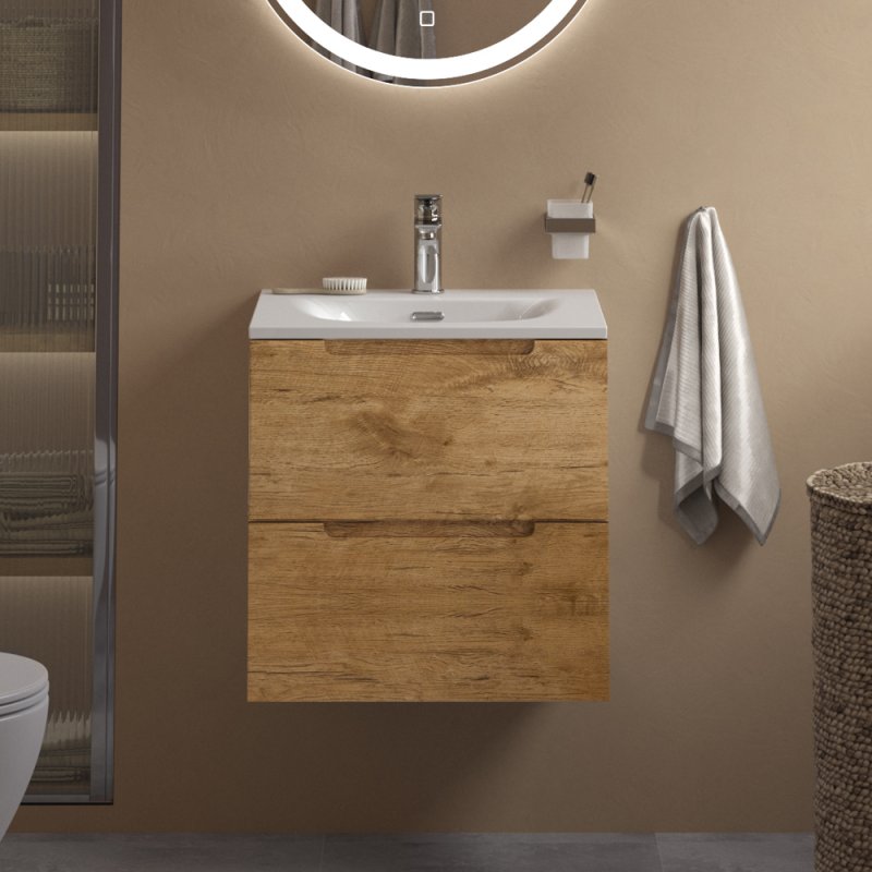 Тумба с раковиной подвесная BelBagno ETNA39-50 Rovere Nature, раковина белая
