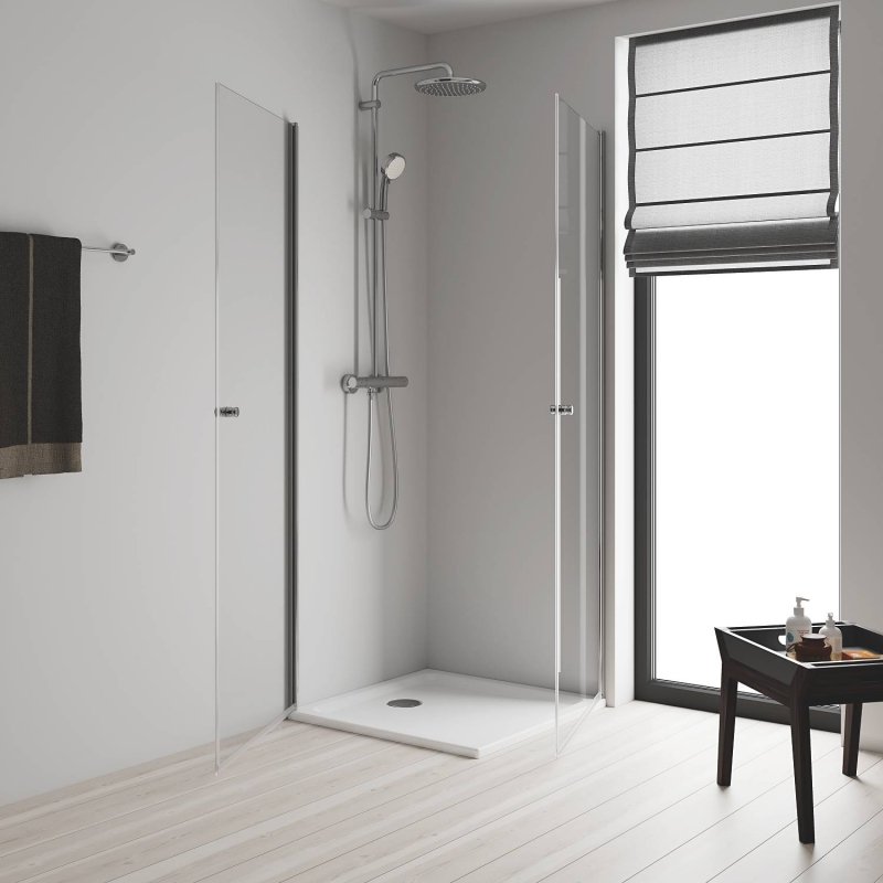 Душевая система поворотная с термостатом Grohe Tempesta Cosmopolitan 250, хром / белый (26670000)
