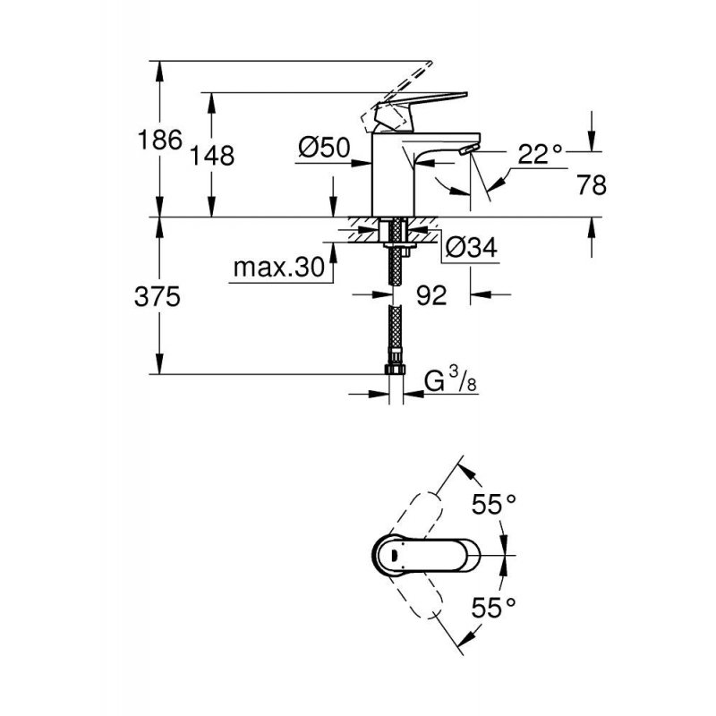 Смеситель для раковины Grohe Eurosmart Cosmopolitan 32824000 хром