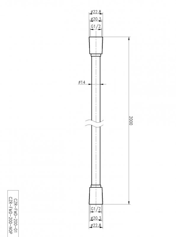 CZR-FMD-200-NOP Гибкий шланг PVC, длина 2,0 м, чёрный матовый