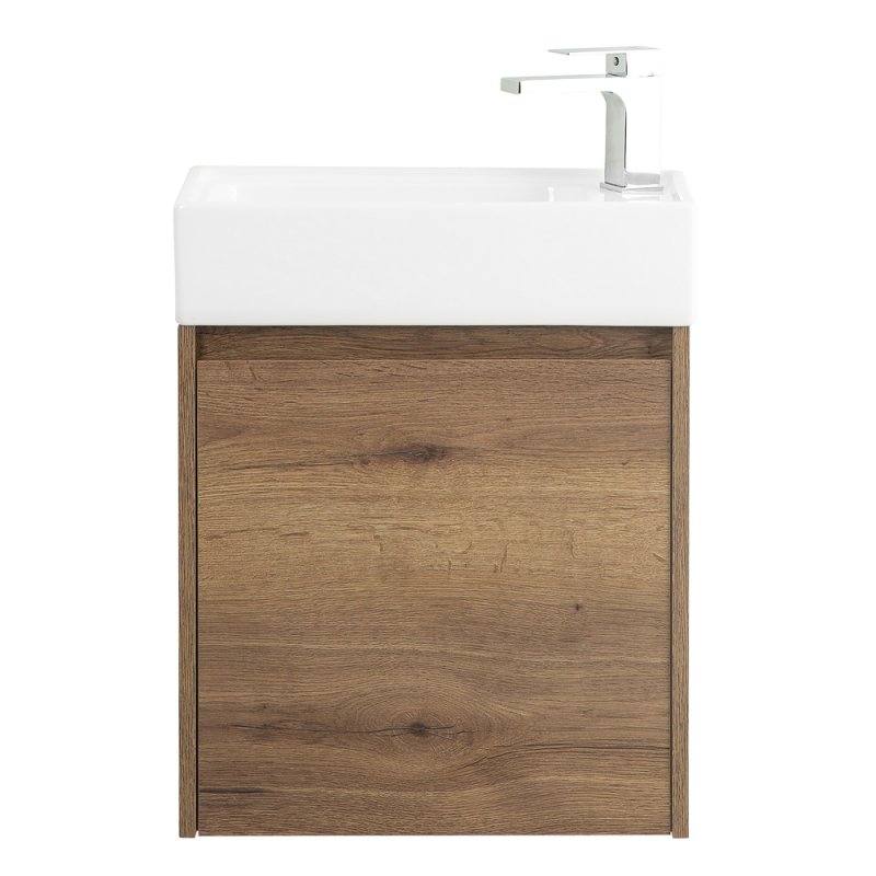 Тумба с раковиной подвесная BelBagno KRAFT MINI 50 Rovere Galifax Bianco левосторонняя, раковина белая