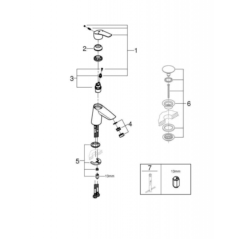 Смеситель для раковины Grohe Eurosmart S-size 23967003 хром