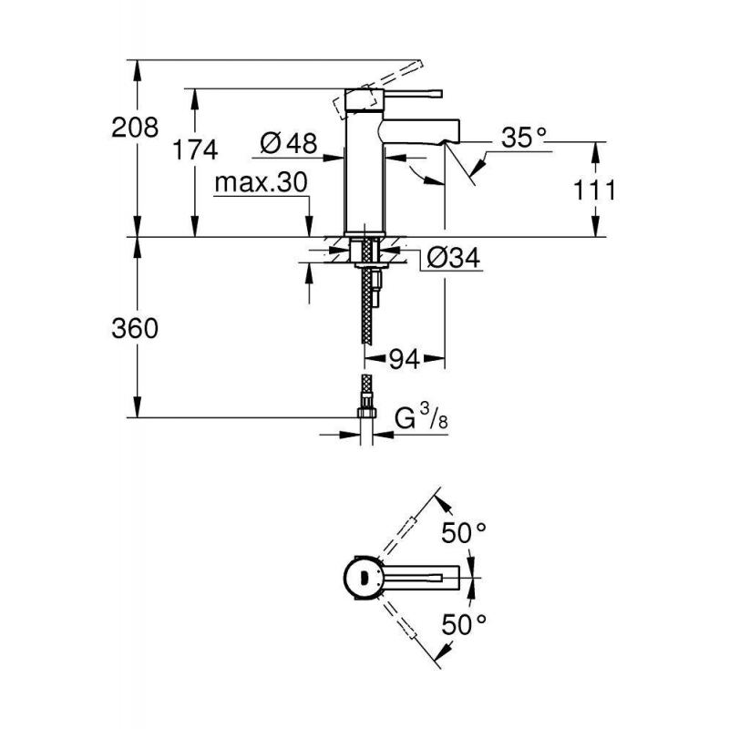 Смеситель для раковины Grohe Essence New 34294001 хром