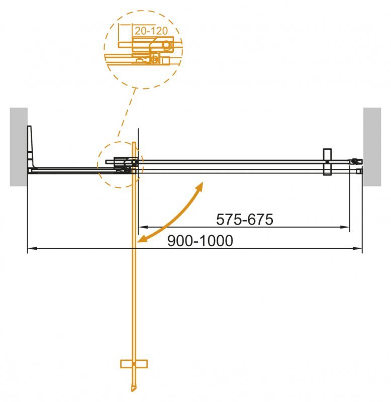 SLIDER-B-1-80/90-GRIGIO-BORO Душевая дверь