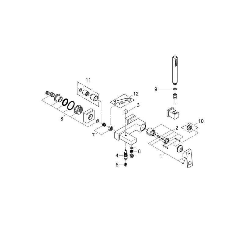 Смеситель для ванны Grohe Eurocube 23141000 хром