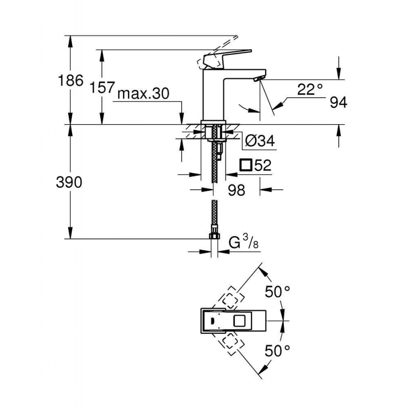 Смеситель для раковины Grohe Eurocube 23132000 хром