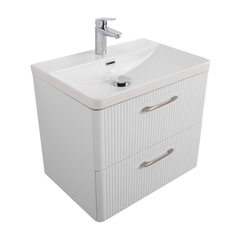 Тумба с раковиной подвесная BelBagno DUE 60 Bianco Lucido, раковина белая