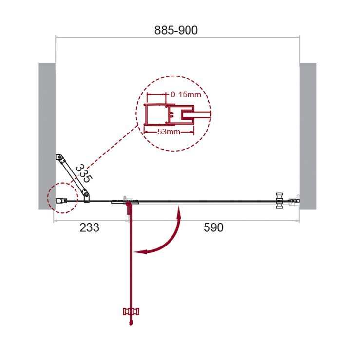 Душевая дверь BelBagno KRAFT-B-12-60/20-C-Cr-R