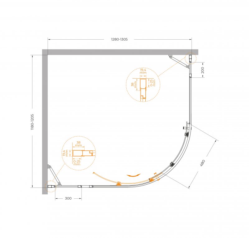 MOLVENO-RH-11-120/110-C-Cr-IV Душевой уголок