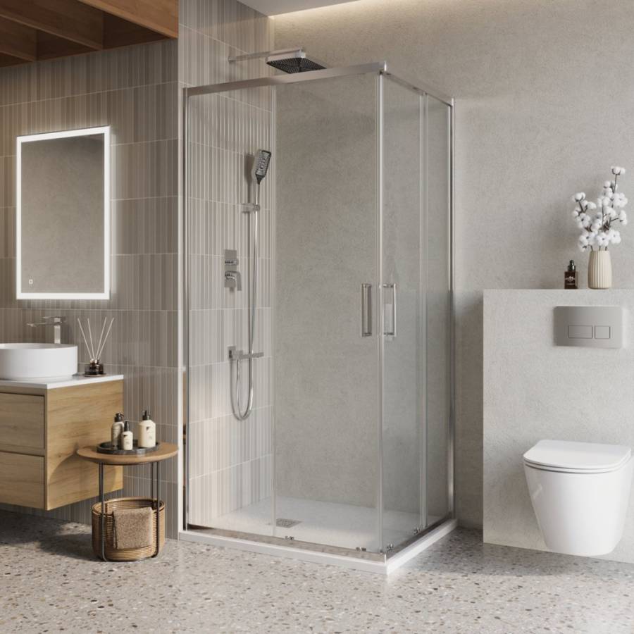 LUCE-AH-2-120/90-C-Cr Душевой уголок, Условный размер, мм:1200x900x1950 Габариты с диапазоном регулировок, мм:(1185-1200)x(885-900) 
