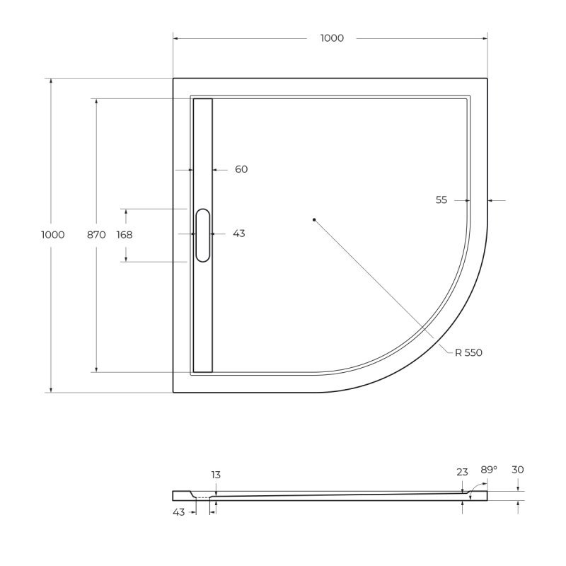 Поддон из искусственного мрамора CEZARES TRAY-AS-R-80-30-W