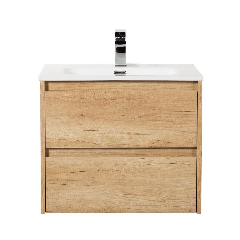 Тумба с раковиной подвесная BelBagno KRAFT 60 Rovere Nebrasca Nature, раковина белая