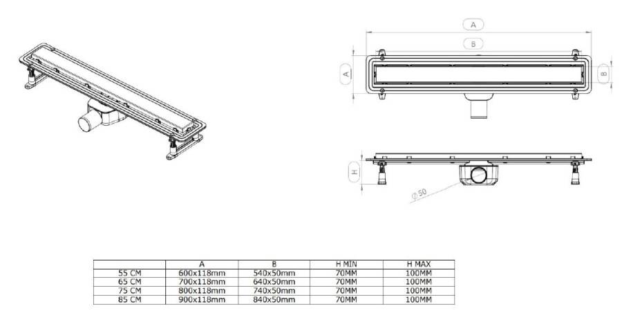Душевой лоток Allen Brau Infinity 9.50006.SS 850 мм