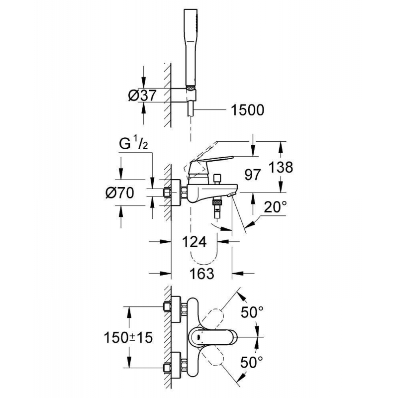 Смеситель для ванны Grohe Eurosmart Cosmopolitan 32832000 хром