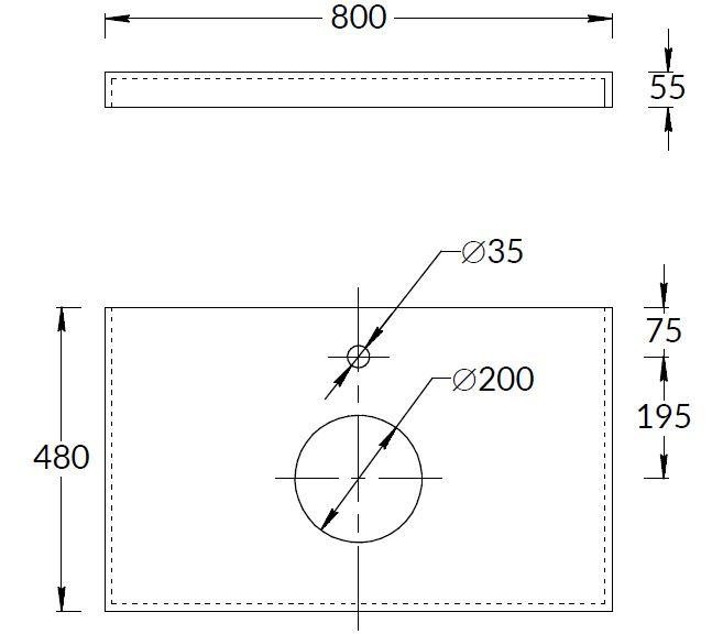 Столешница из керамогранита Про Чементо 80x48, синяя тёмная матовая, CN80.DD507320R
