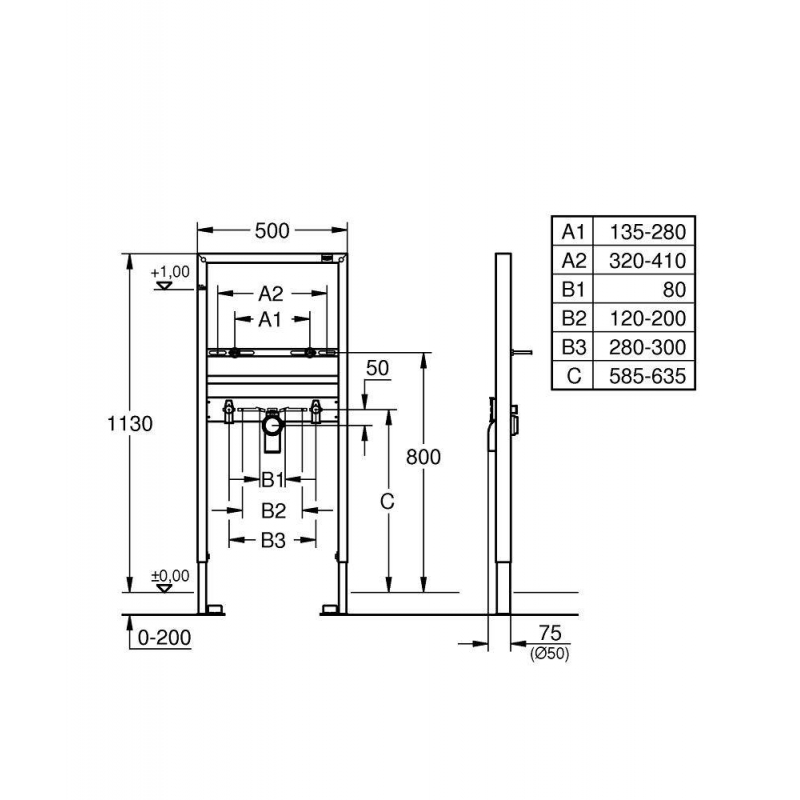 Инсталляция для раковины Grohe Rapid SL (1,13 м) со звукоизоляцией (38554001)