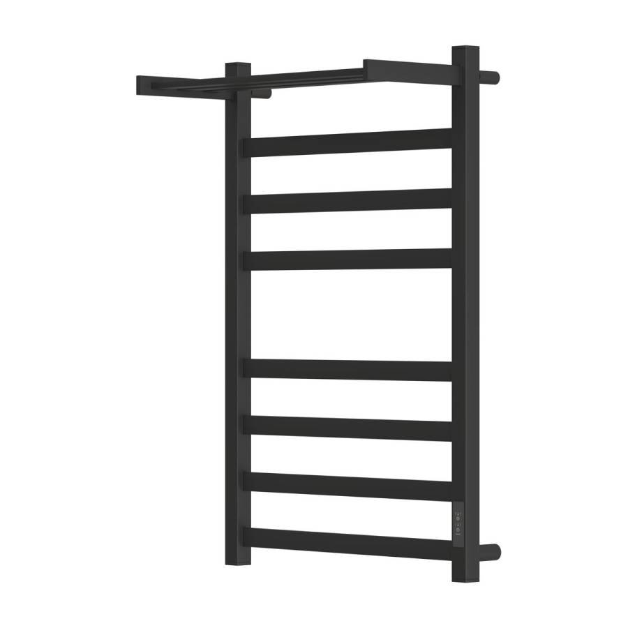 Полотенцесушитель электрический Point Меркурий PN83858PB П7 500x800 с полкой, диммер справа, черный																														
