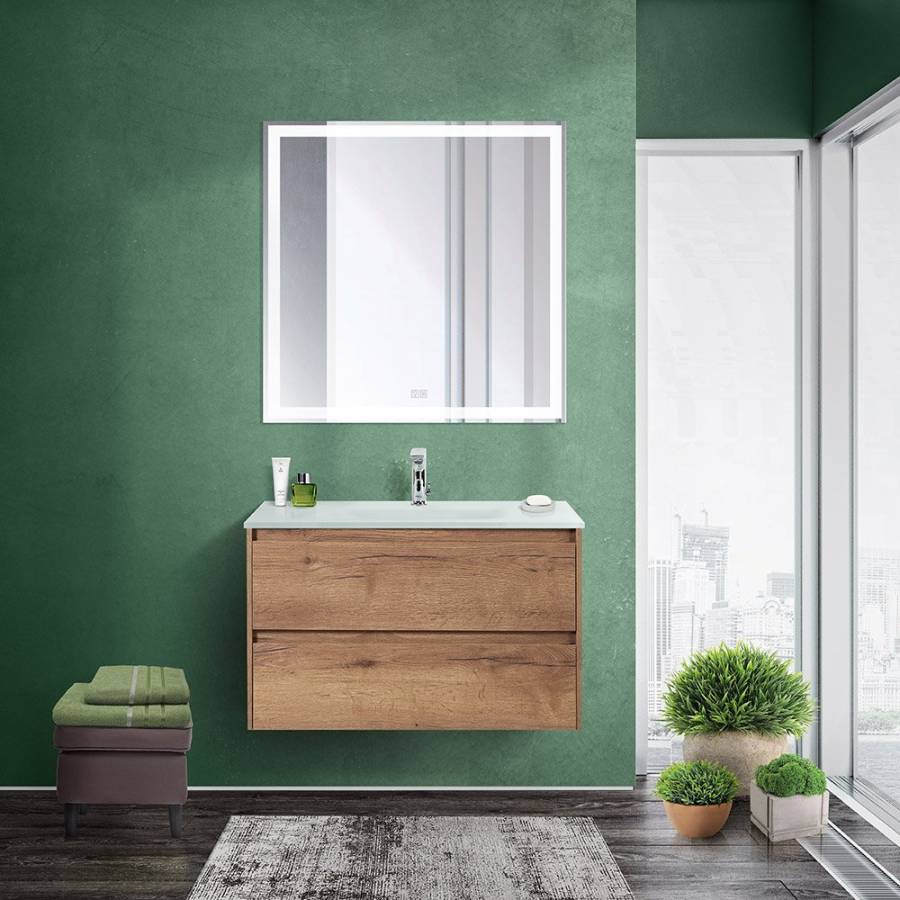 Тумба с раковиной подвесная BelBagno KRAFT 80 Cemento Grigio, раковина белая