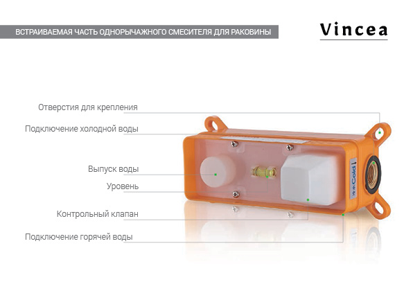 Смеситель для раковины Desire VBFW-1D1BG встраиваемый однорычажный, брашированное золото