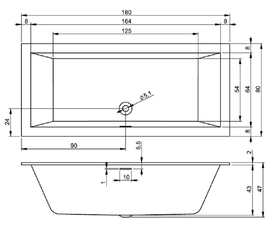 Акриловая ванна Riho Rething Cubic 180x80