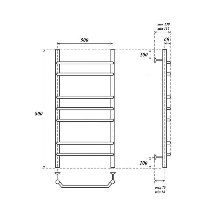 Полотенцесушитель водяной Point Венера PN07158 П7 500x800, хром