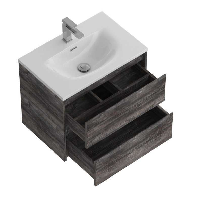Тумба с раковиной подвесная BelBagno KRAFT 39-70 Rovere Tabacco, раковина белая