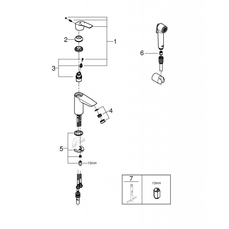 Смеситель Grohe Eurosmart 2021 с гигиеническим душем, 23124003