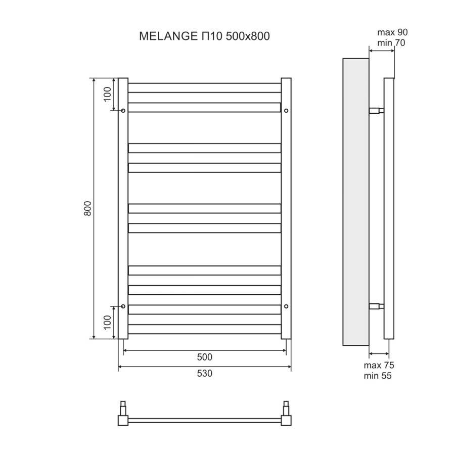 Полотенцесушитель электрический Lemark Melange LM49810EW П10 500x800, левый/правый, белый
