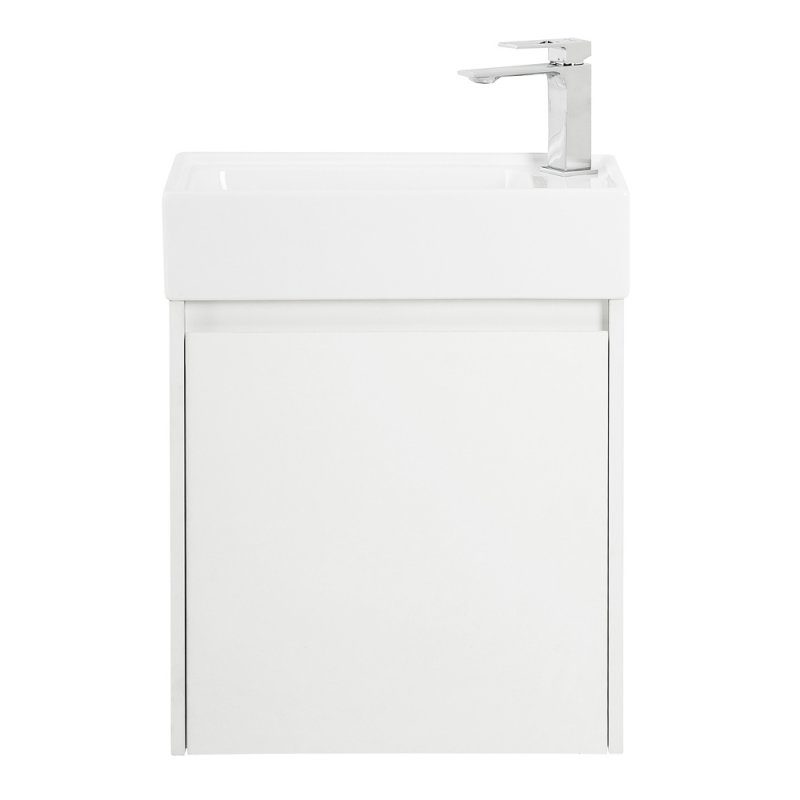Тумба с раковиной подвесная BelBagno KRAFT MINI 50 Rovere Galifax Bianco левосторонняя, раковина белая